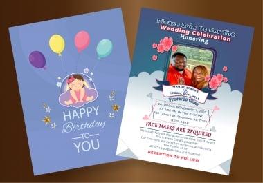 I will design birthday,  event,  wedding flyer