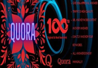 I Provide you 30 organic quora answer with more traffic & real back-links.