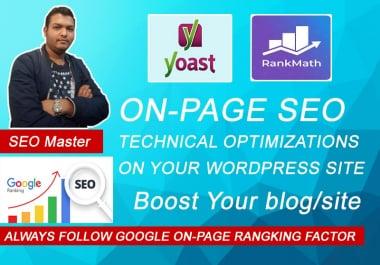 Onpage SEO & Technical setup With Yoast or Rankmath Plugin