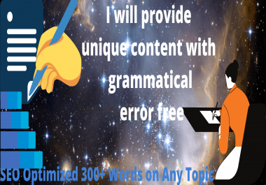 SEO Optimized 300+ Words Unique Article Writing on Any Topic