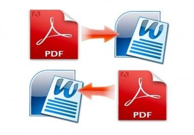 I will Convert PDF to word or Word to PDF