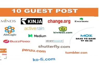 I will give Guest Post On high Authority Sites in cheap rates Having great DA/PA and traffic