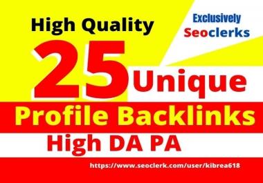 I will create 25 quality dofollow seo profile backlinks manually