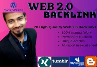 I will create 20 high quality web 2 0 backlinks