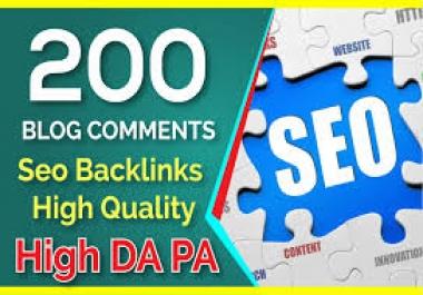 i will do 200 link High Da PA low OBL blogcomment Backlink 100 percent manual work