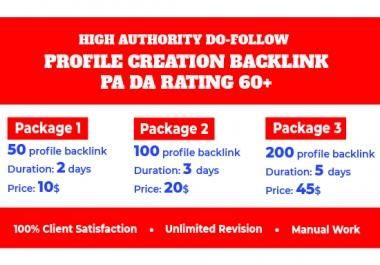 I will do 50 do-follow profile creation back-links