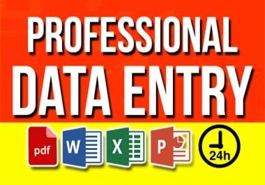 I will do any type of data entry in 2 hours