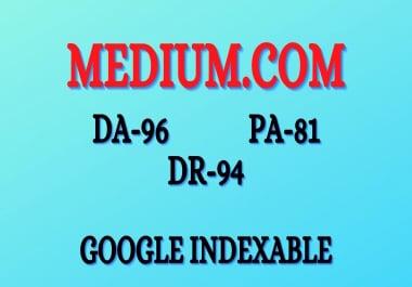 Write & publish High quality guest post backlink on Medium DA-96