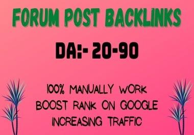 Manually create 30 forum posts backlink on high DA-50 plus sites