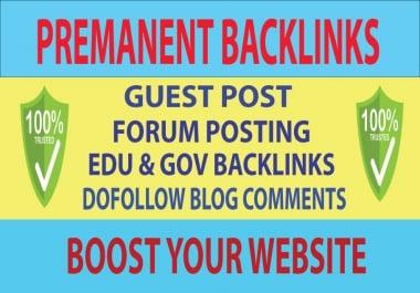 5 Guest Post,  2 Edu Backlinks,  20 Forums Post Backlinks & 30 Blog comments Backlinks