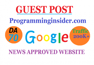 Guest post on Google News approved Programminginsider. com DA-70