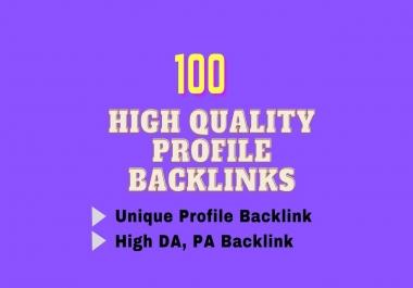 I will do create for you 100 unique High Quality profile Backlinks
