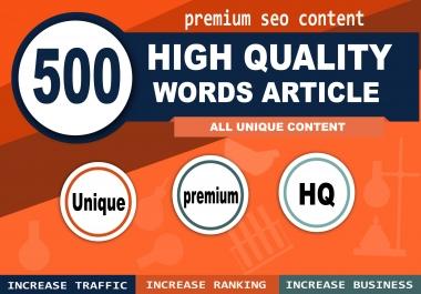 I will write 500 words high quality articles,  content writing,  research on any topic