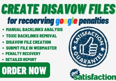I will create disavow file with spammy toxic and negative SEO link to recover penalties