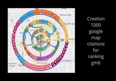 Creation 1000 google map citations for ranking gmb