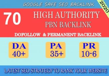 I will provide DA40+ PA30+ PR6+ 70 Web2.0 High Quality Backlink and 100 Dofollow and Permanen