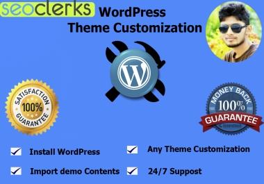 install wordpress,  setup theme, import demo,  some customization