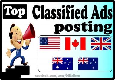 I will Post Your Ad Top 50 High Authority Classified Ads Posting Sites
