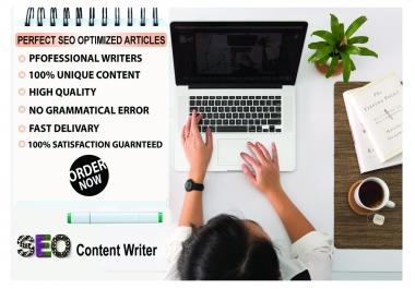 I Will Write Perfect SEO Optimized Content 1000 Unique Words For Your Website or Blog