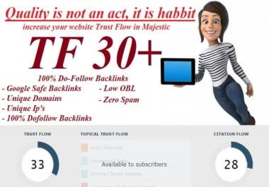 I will increase trust flow rate majestic url tf 20 plus