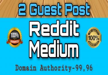 write and publish 2 high quality guest posts on Reddit and medium DA 99 & PA83 Permanent Backlinks.