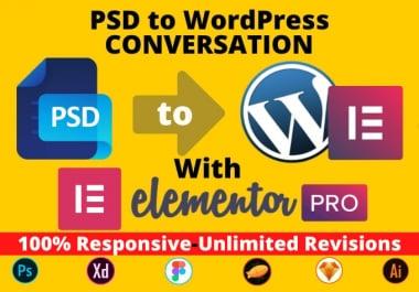 I will convert PSD or HTML to WordPress with elementor pro