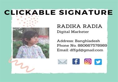 I will create professional clickable HTML email signature with review