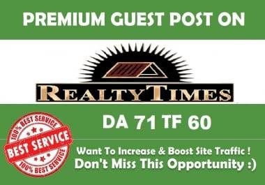 I will Publish Premium guest post for you at Realtytimes. com