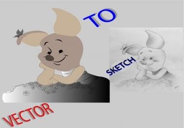 I will convert sketch to vector illustration,  logo,  anything within 12 hours