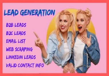 I will supply Lead generation,  B2B,  LinkedIn Leads,  Web Scraper