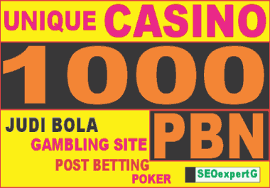 PBN - 1000 Unique Homepage MAINDOMAIN Judibola CASINO Poker UFABET Gambling manually done BACKLINKS.