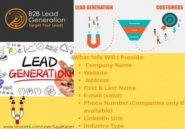I will provide 200 B2b lead generation and targeted email list