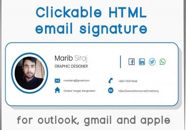I will design clickable email signature with HTML