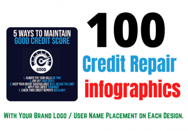 100 Credit Repair Infographics for Instagram with BONUS 50 quote