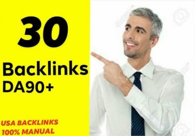 I will manual 30 USA high authority 90+DA dofollow link building SEO backlink