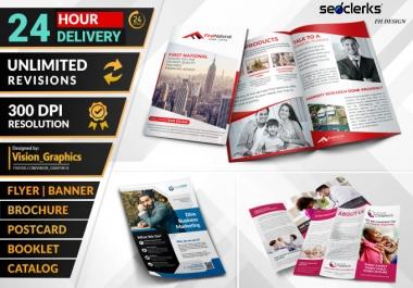 I will design business flyer,  leaflet,  trifold brochure,  postcard, poster and banner