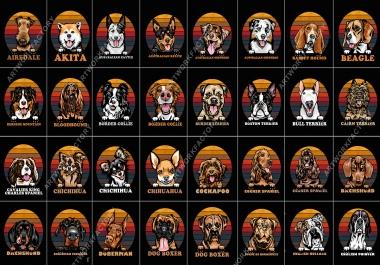 Instant Download 200 Dogs Face SVG T shirt Design Vintage template
