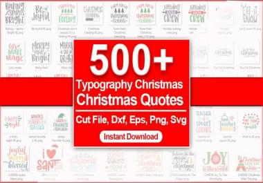 500 Typography Christmas Design SVG Bundle