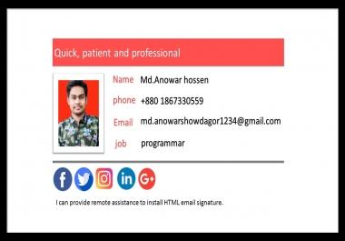 Develop an HTML email signature