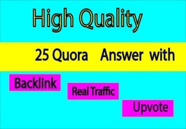 I will provide 25 quora question answer with backlink for your website