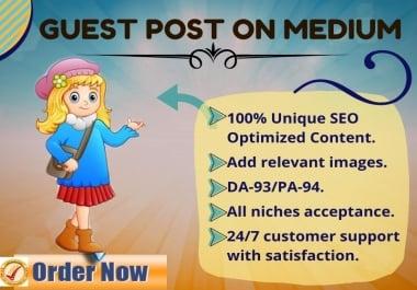 I Will Write & Publish High DA SEO Optimized Guest Post Backlinks On Medium