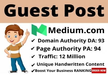 I will write Unique content & publish High Quality guest post on Medium com with permanent backlinks
