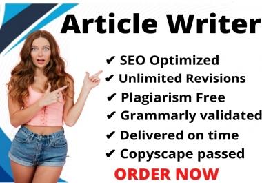 I will be Your SEO website content writer Article and Blog Writer