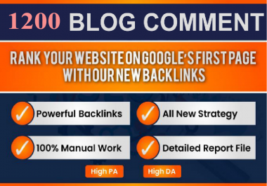 I will do 1200 seo dofollow blog comments backlinks for google rank