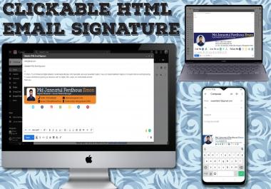 Design and Code Professional Clickable HTML Email Signature
