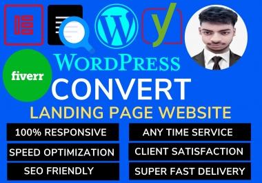 Build responsive landing page wordpress website