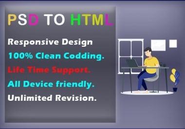I will convert psd to html with bootstrap responsive design