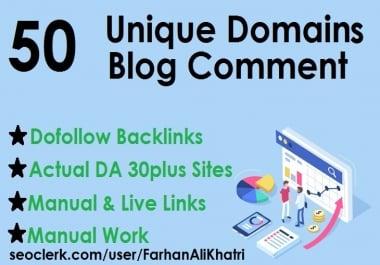 I Will SEO Service Do 50 Unique Domains Blog Comments Dofollow Backlinks