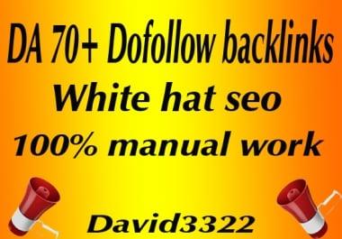 Create 30 manually best high quality da 70+ SEO dofollow backlinks