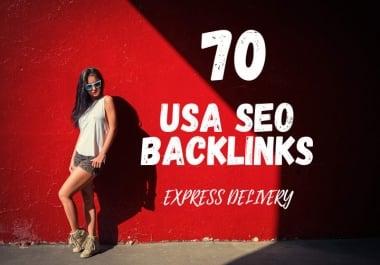 I will create 70 white hat SEO USA backlinks,  link building